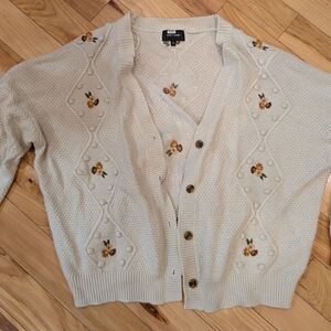 DRIFTWOOD Cream Cardigan with Floral Accents